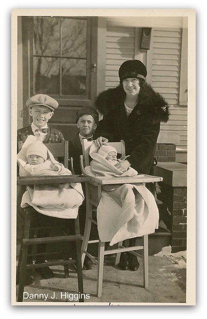 Twins In Highchairs.  January 16, 1927.