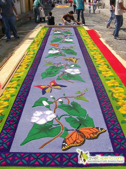 Carpet made for the holy week in Guatemala
