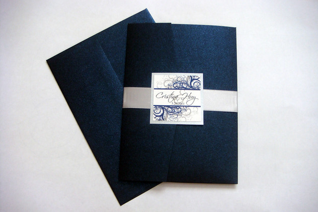 Blue Navy and Silver Wedding Invitations