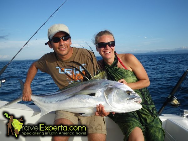 Sport Fishing and catching a rooster fish in Puerto Jimenez Costa Rica