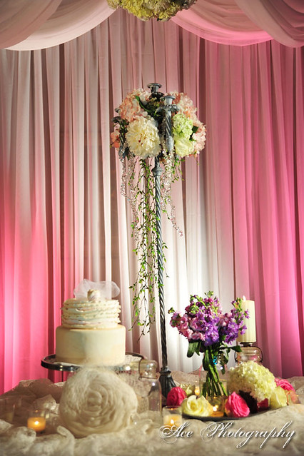 Ivory Pink and Purple Vintage Charm Wedding Centerpiece Idea
