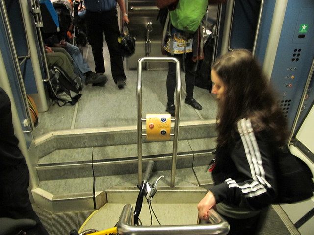 Train with moving floor for disabled access