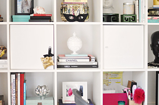 ikea expedit desk unit in white decorated