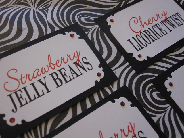 Candy buffet tags black red white