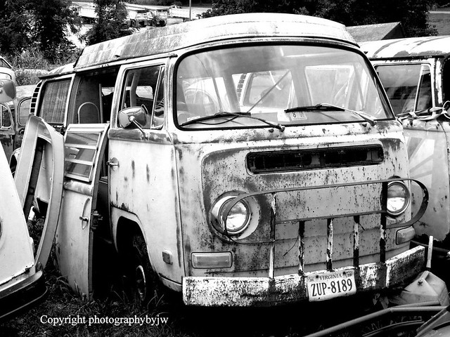 Rusty VW Parts Live On tired old bus giving up parts a few at a time in 