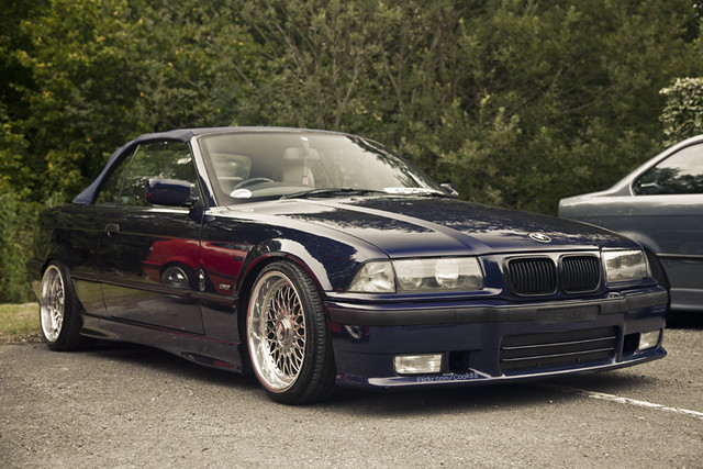 Blue E36 convertible on bbs rs