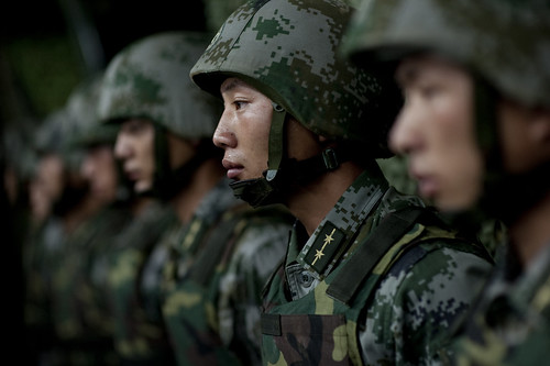 Soldiers of the Chinese People's Liberation Army 1st Amphibious Mechanized Infantry Division