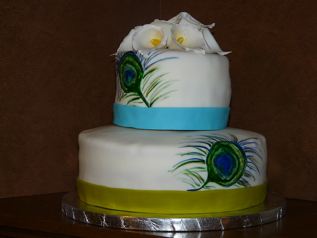 Peacock wedding cake My first time painting on a cake Find me on Facebook