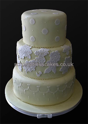 Wedding Cake 759 Pale Yellow White Lace Detail