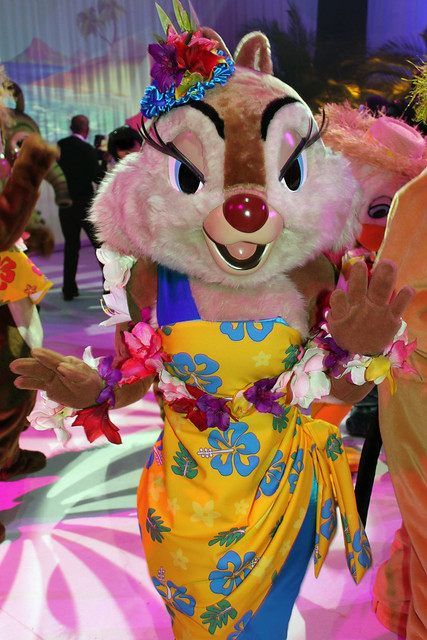 Having fun with the Characters at Stitch's Hawaiian Paradise Party
