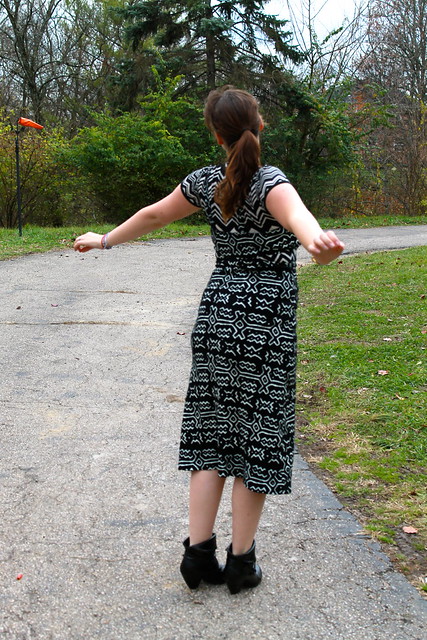 Outfit - Urban outfitters "new length" dress with peek-a-boo sides, missoni for Target T-shirt, Payless pirate booties