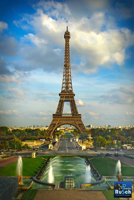 Eiffel Tower HDR Paris France Shot three exposure Light to dark 