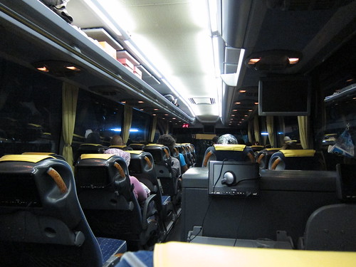 Night bus with private TVs
