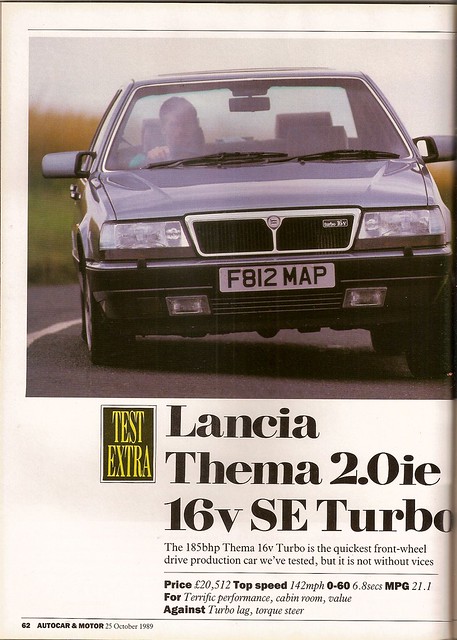Lancia Thema 20ie 16v SE Turbo Road Test 1989 1 