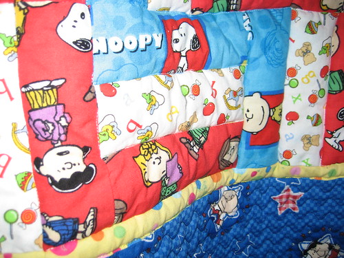 Rail Fence Detail Snoopy Quilt