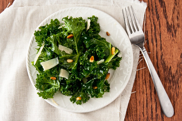 Kale with Pine Nuts and garlic Vinaigrette