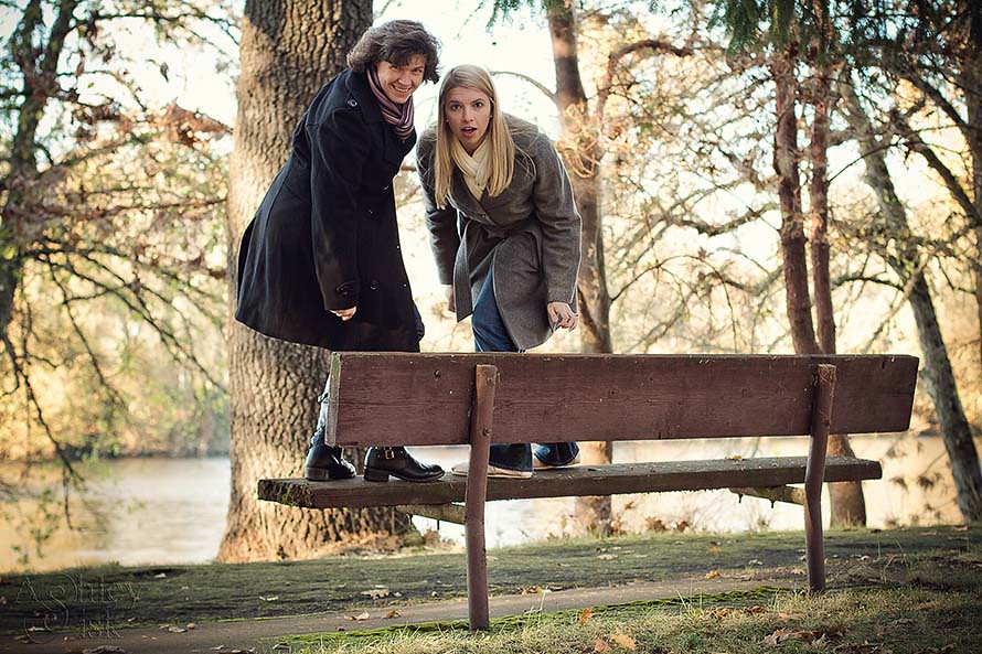Kat and Ashley on a Bench RS