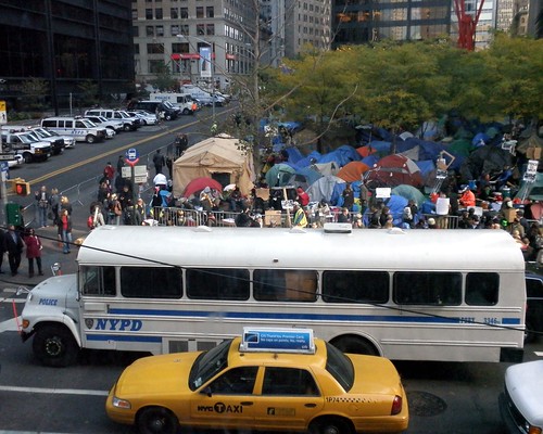NYPD Police Bus, OWS Occupy Wall Street Movement, Zuccotti Park, New York City