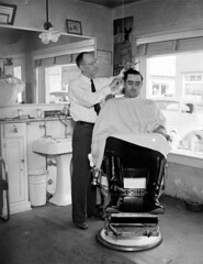Unidentified Barber and Customer