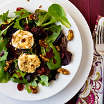 Field Greens with Spiced Walnuts and Goat Cheese