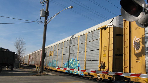 Westbound Auto Rack train.  Franklin Park Illinois USA. Saturday, November 5th, 2011. by Eddie from Chicago