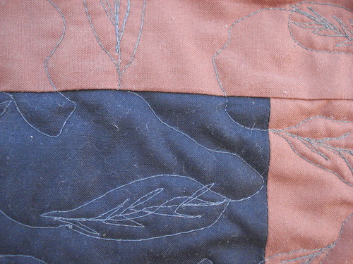 Close up of quilting on the back
