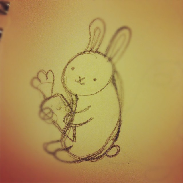 Happy Bunny and Happy Carrot drawing.