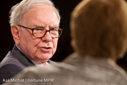 Warren Buffett of Berkshire Hathaway Inc. and interviewer Carol Loomis of Fortune