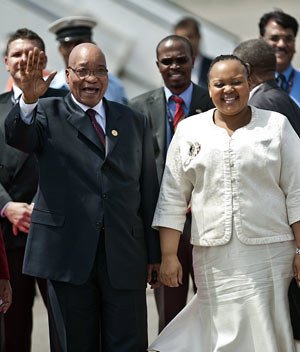 President Jacob Zuma and MaNtuli Zuma in New Delhi on March 28, 2012. The leaders of the Brics countries begin their fourth summit with the emerging market bloc struggling to convert its growing economic strength into collective clout. by Pan-African News Wire File Photos