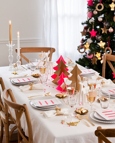 table de Noël rose