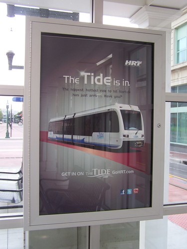 Promotional sign, Norfolk Tide light rail system, Virginia
