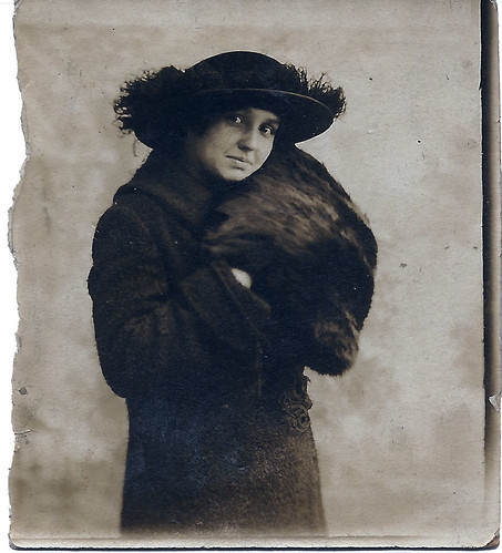 Unknown Woman in Hat & Fur Muffler
