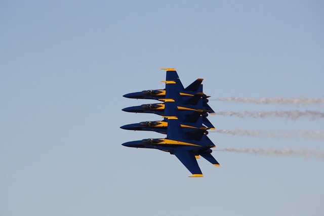Blue Angles Delta Formation in Flight