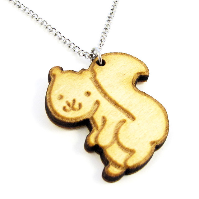 Woodland Squirrel Wood Charm Necklace 2
