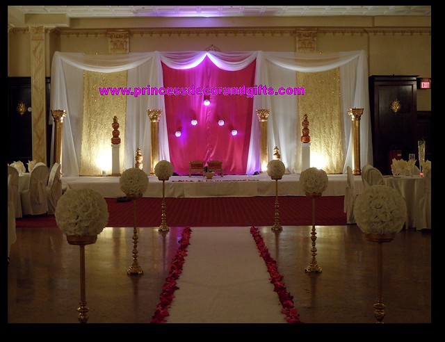 Ceremony Decor Pink Gold White Hindu Stage Tres Chic