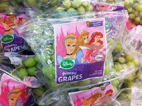 Grapes sold in a bad with Disney Princesses on it