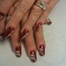 Abstract White & Gold Design on Red Nails