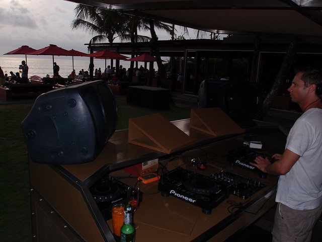 Ku De Ta radio DJ at beach bar - Bali Indonesia
