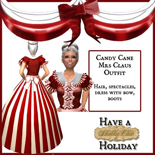 Shabby Chic Candy Cane Mrs. Claus - Santa's Wife by Shabby Chics