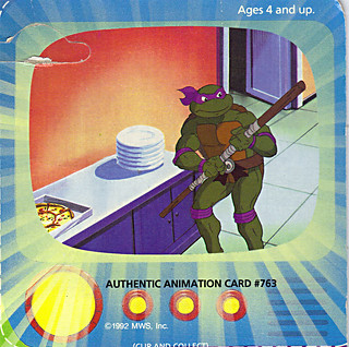 "TOON TURTLES" TEENAGE MUTANT NINJA TURTLES :: TOON DON  ..Authentic Animation Card #763  - isolated (( 1992 ))