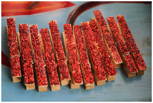 DIY Red Glitter Clothespins