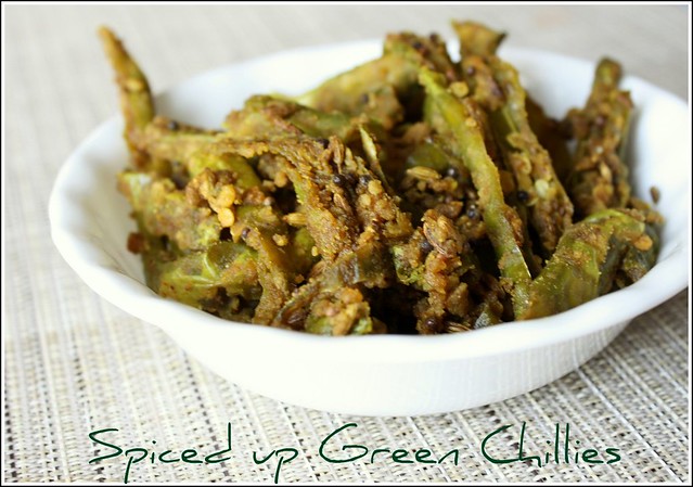 spiced up green chillies
