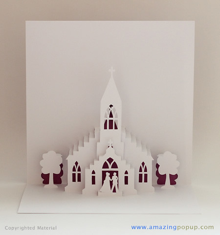Little Church Wedding Popup Card wwwamazingpopupcom 