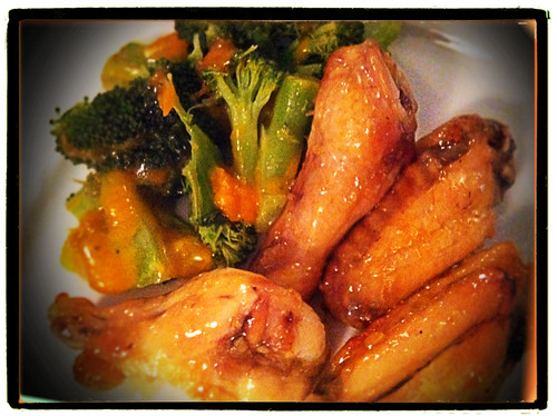 wings and broccoli