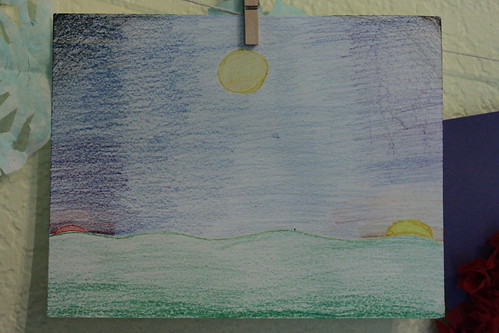 three phases of the sun- crayon