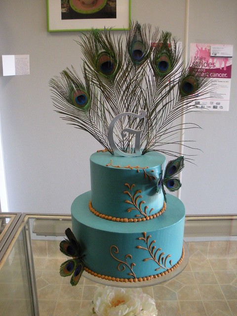 peacock feather wedding cake