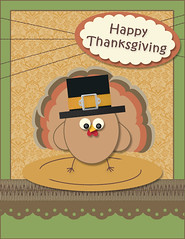 Butterfly Punch Turkey Thanksgiving Card