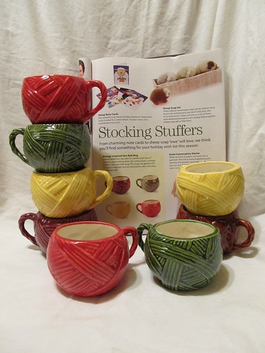 Neatly wrapped yarn mugs