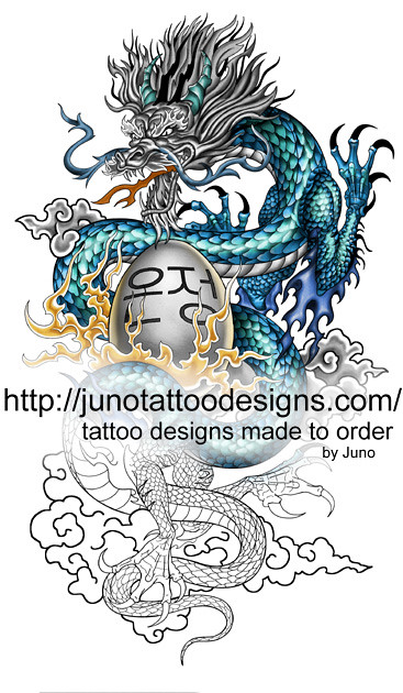 Asian dragon tattoo design made to order by Juno