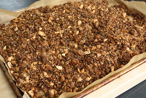 Spent Grain Granola with Coconut, Flax, Almond, Date, and Candied Ginger